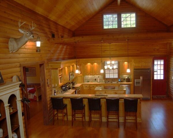 Inside the cabin facing the kitchen.